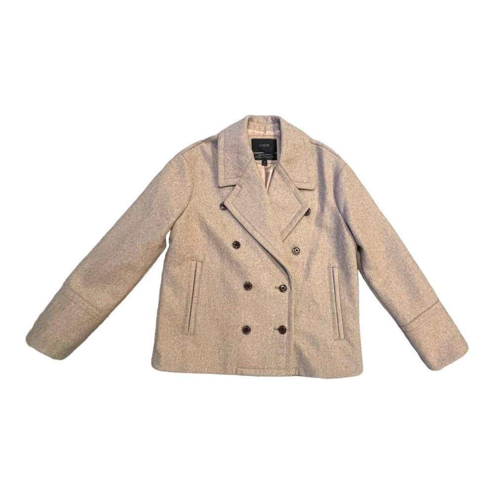 J. Crew Melton Wool Peacoat Jacket Overcoat Double‎ Breasted Beige Women's 10